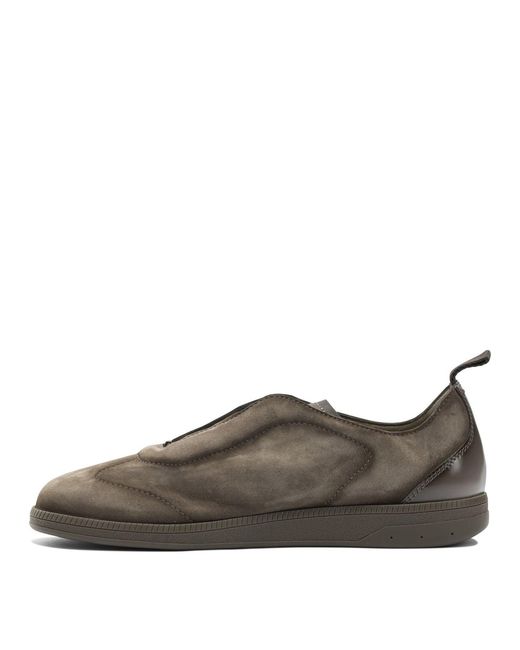 Santoni Brown Sneaker With Elastic Laces for men