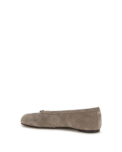 Margiela White Tabi Suede Ballerinas Taupe