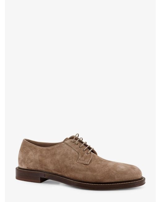 Brunello Cucinelli Brown Lace-Up Shoes Suede for men