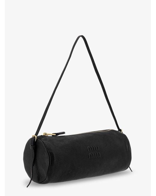 Miu Miu Black Mini Aviator Leather Shoulder Bag