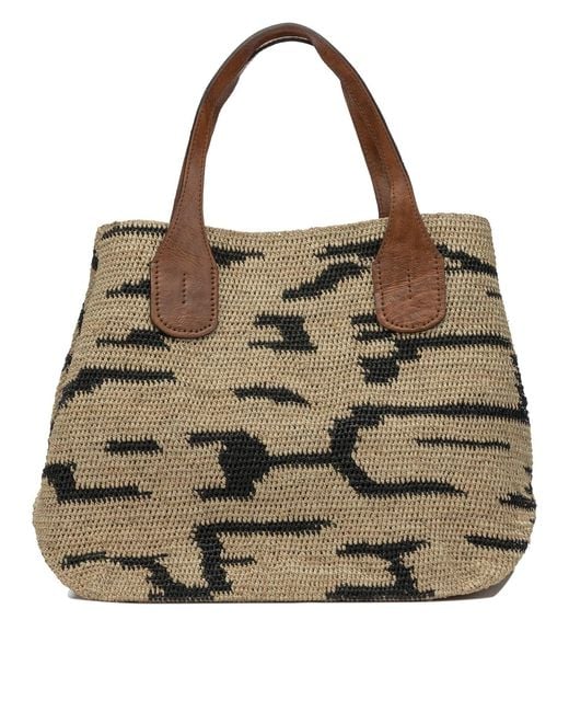 IBELIV Brown Laza Iizebra Raffia Handbag