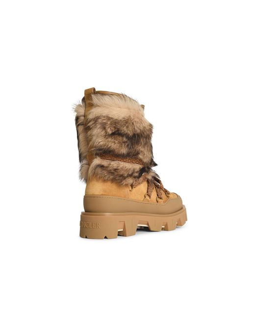 Moncler Natural 'Peak Aprã¨S' Suede Boots And Camel Shearling