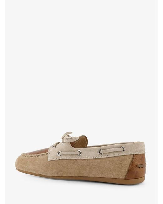 Miu Miu Natural Suede Loafer With Leather Inserts