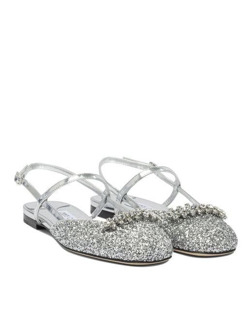 Jimmy Choo White "Belinda" Slingback Ballet Flats