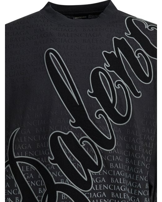 Balenciaga Black Crew-Neck T-Shirt With Print