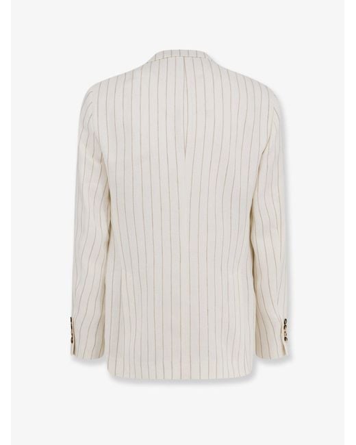 Brunello Cucinelli White Linen Blazer for men