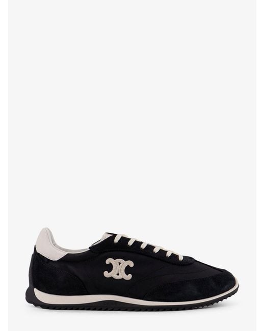 Men's Black Racer Nylon Trainers With Triomphe Logo On The Side