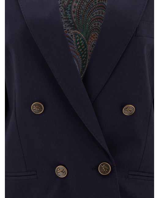 Etro Blue Tailored Mini Jacket For Ss25