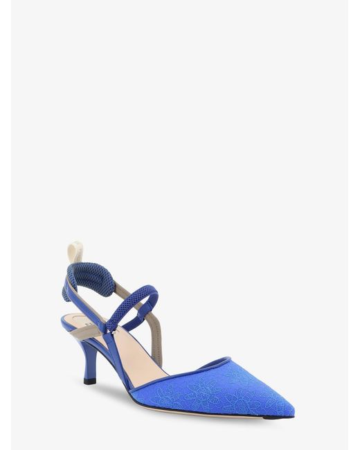 Fendi Blue Colibr㬠Lite Mesh And Leather Pumps