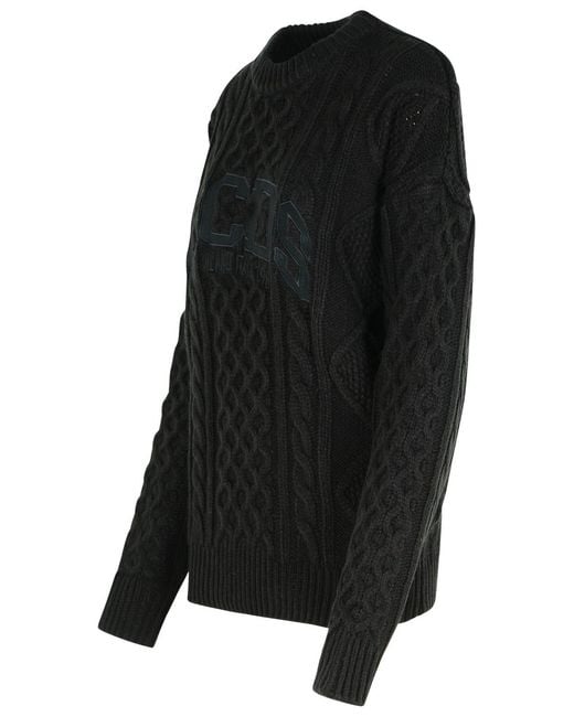Gcds Black Acrylic Blend Sweater for men