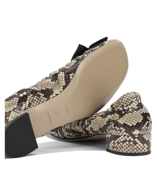 Prada Natural Heeled Leather Ballet