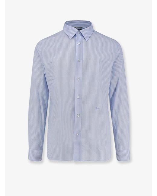 Dior Blue Dior Cotton Shirt With Striped Motif for men