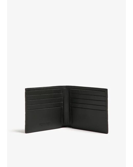 Bottega Veneta Black "Intrecciato" Bi-Fold Wallet for men