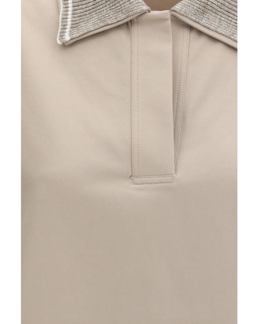 Brunello Cucinelli Natural Interlock Couture Polo Shirt