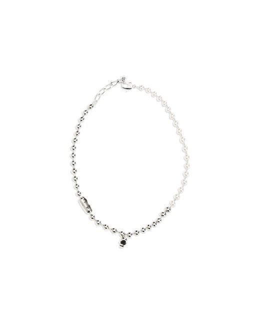 McQueen White Pearl Skull Necklace for men