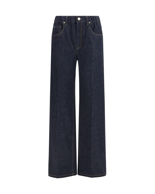 Brunello Cucinelli Blue Palazzo Denim Trousers