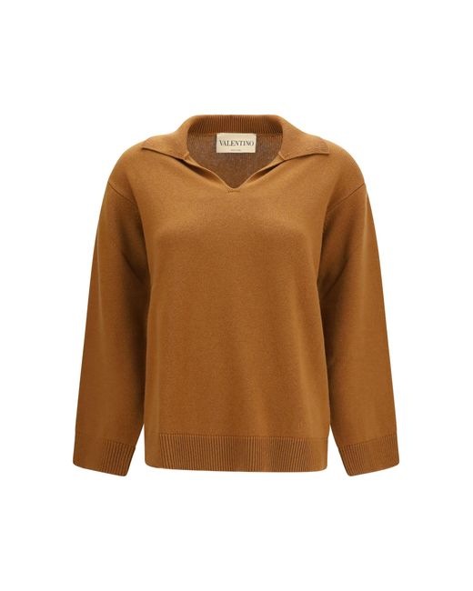 Valentino Brown Cashmere V-Neck Sweater