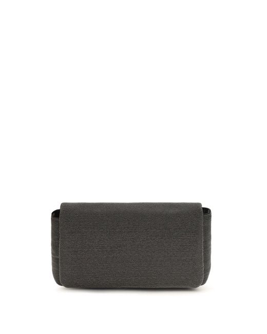 Brunello Cucinelli Gray Precious Flap Shoulder Bag
