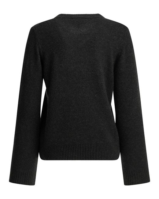 Ganni Black "Teddy" Crew-Neck Sweater