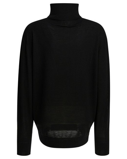 Totême  Black Merino Wool Turtleneck Sweater