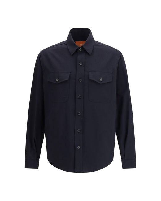 Cruna Blue Overshirt Technical Fabric for men