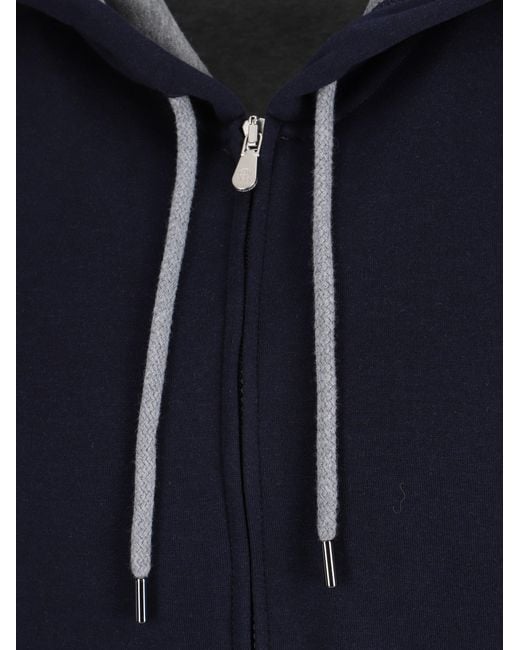 Brunello Cucinelli Blue Monochrome Hoodie Cobalto for men
