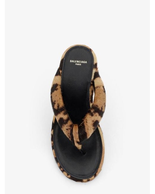 Balenciaga Multicolor Gaeta Flip-Flops With Ponyskin Wedge