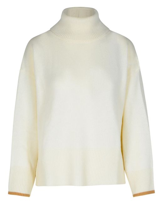 PURO TATTO White Cashmere Turtleneck Sweater Cream
