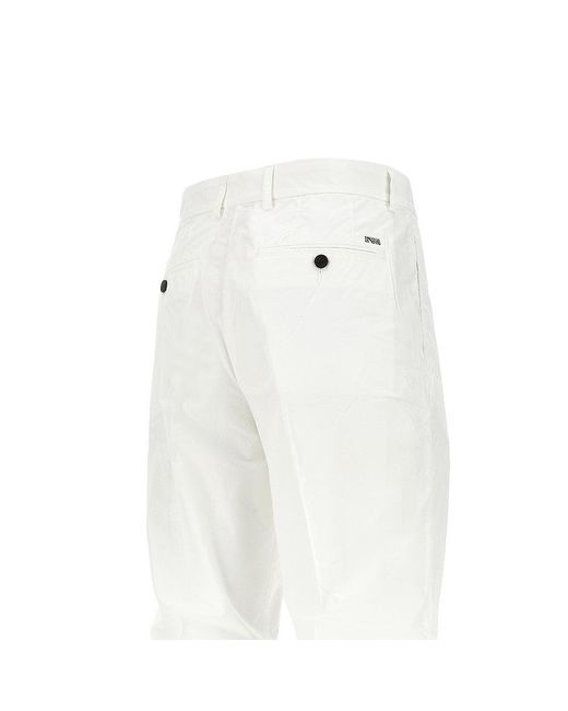 Emporio Armani White Pima Cotton Pants With Dart for men