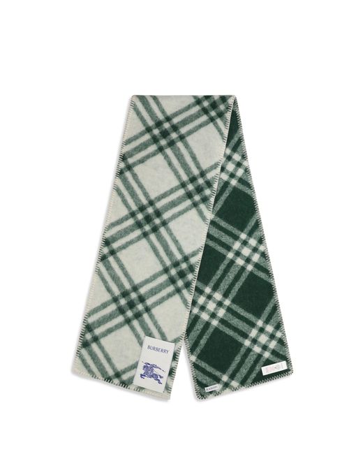 Burberry Green Check Wool Scarf for men