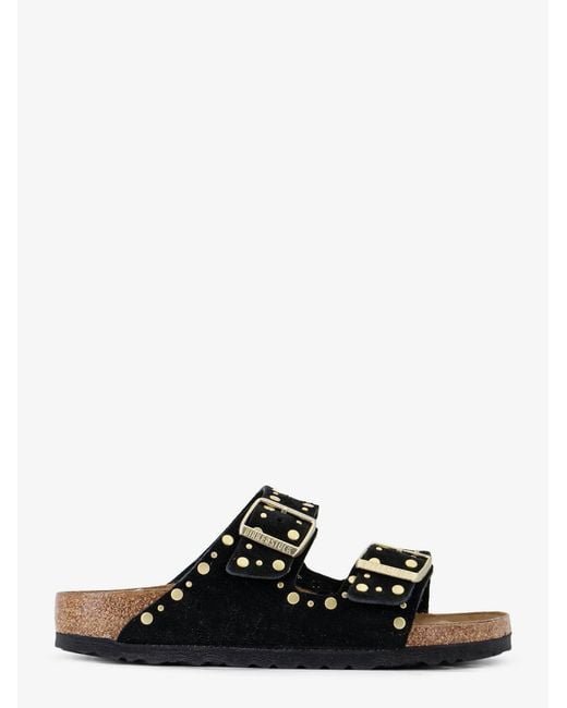 Women's Black Rivet Suede Sandals