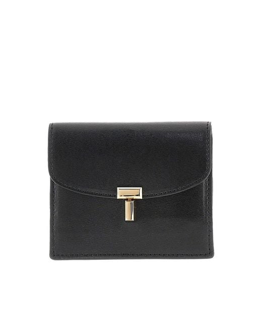 Totême Black Palmellata Leather 'T-Lock' Cardholder