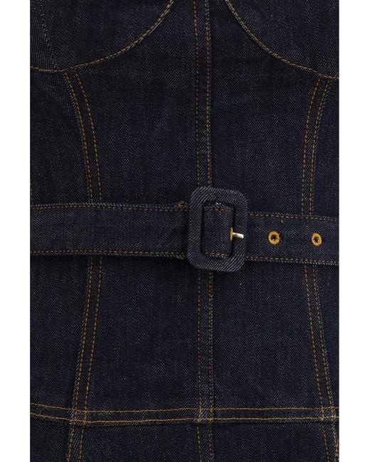 Self-Portrait Blue Denim Flared Midi Dress