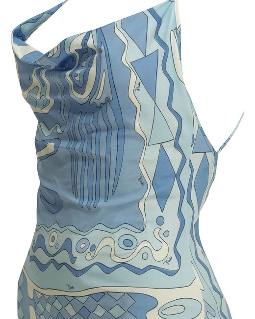 Emilio Pucci Blue "Angoli" Short Dress With Open Back