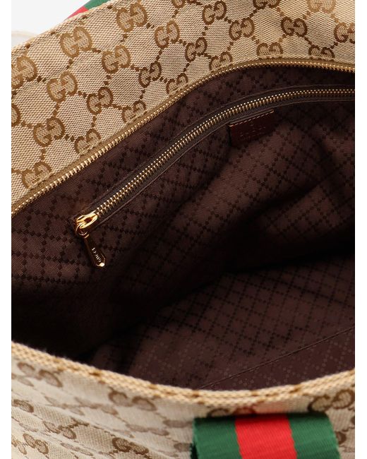 Gucci Brown Gg Fabric Shopping Bag With Nastro Web Handles for men