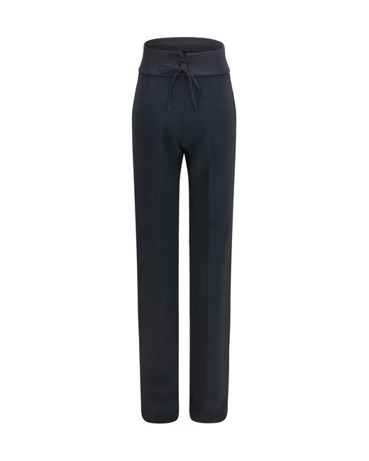 Ermanno Scervino Blue Satin High-Waisted Pants