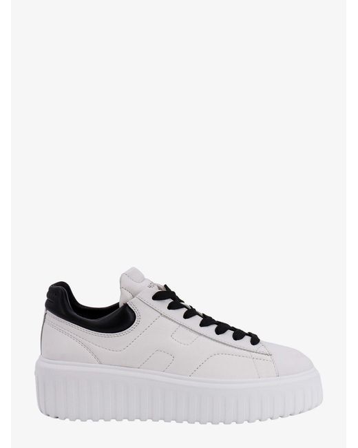 Hogan White H-Stripes Leather Sneakers