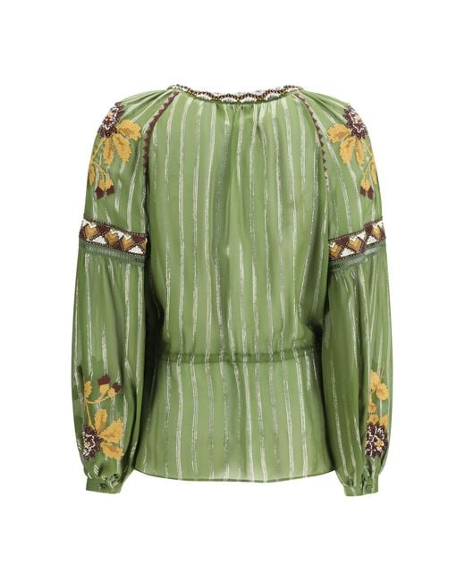 Valentino Green Lurex Silk Shirt