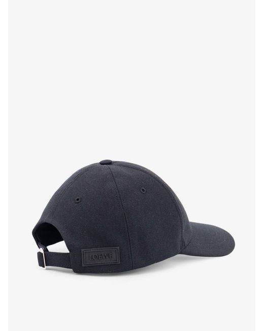 Loewe Blue Cotton Hat With Anagram Logo Patch for men