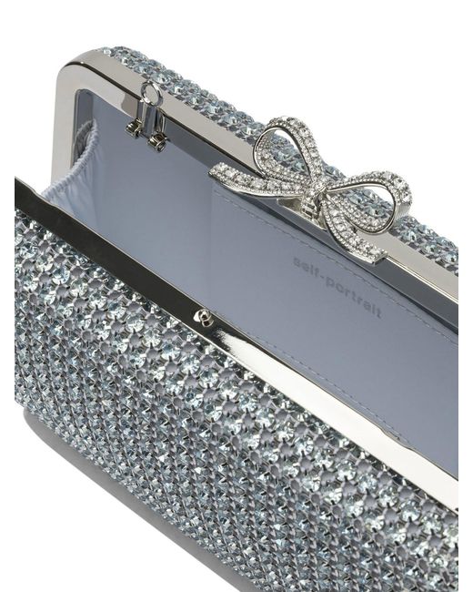 Self-Portrait Gray Clutch With Crystals