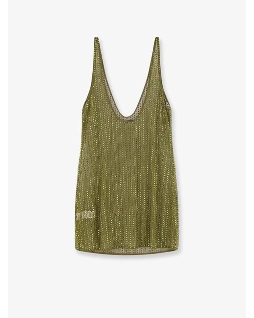 VENUJA Green Short Dress Rhinestones