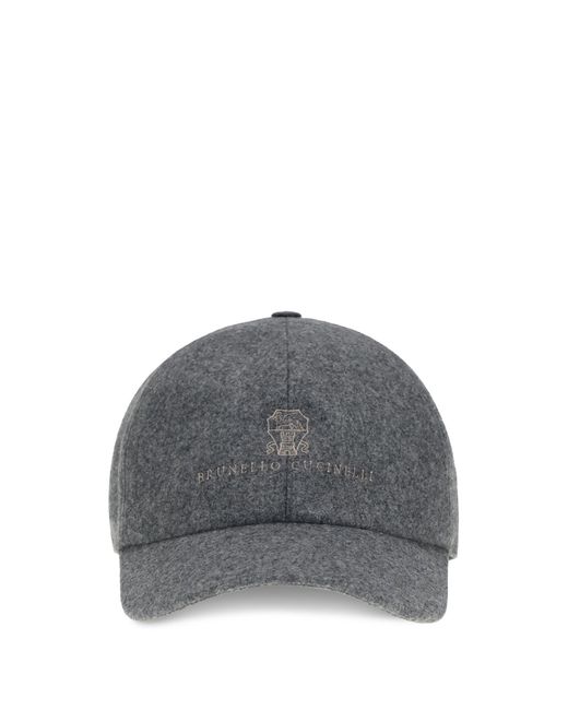 Brunello Cucinelli Gray Logo Baseball Hat for men