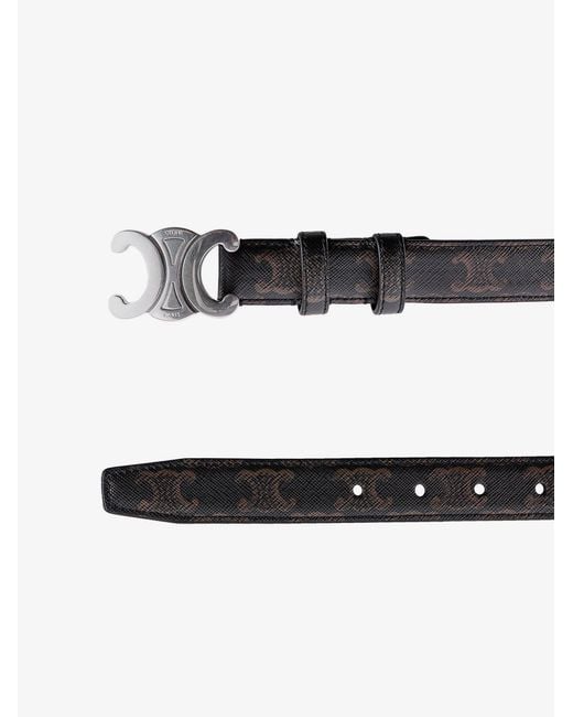 Céline White Triomphe Coated Canvas Belt for men