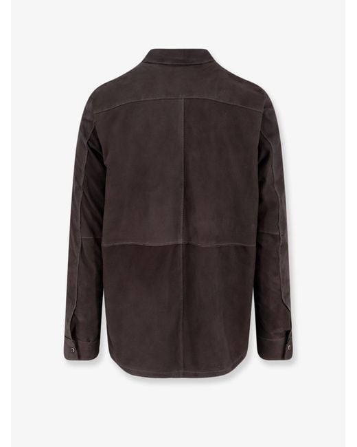 DFOUR® Brown Suede Shirt for men