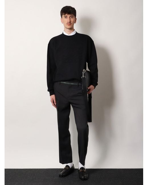 Gucci Blue Cotton Sweatshirt With Frontal Embossed Logo for men