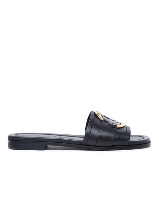 Moncler Blue 'Bell' Leather Slippers