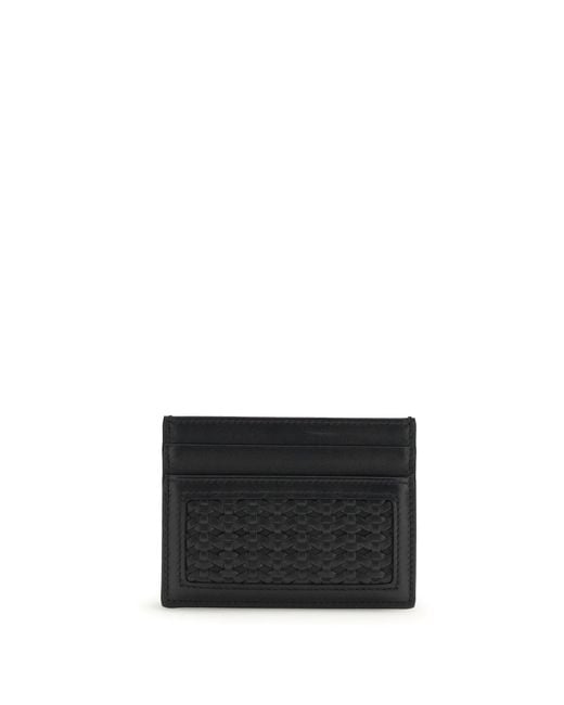 Dolce & Gabbana White Calfskin Plongã Cardholder With Woven Detail for men