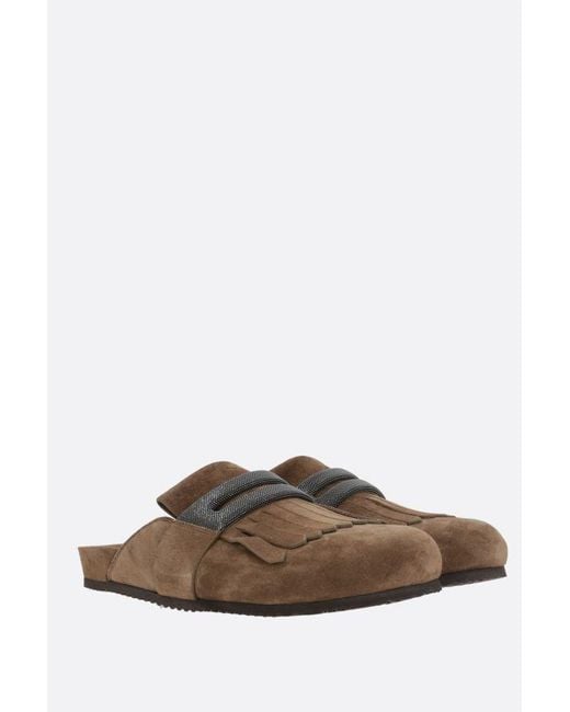 Brunello Cucinelli Brown Suede Loafers
