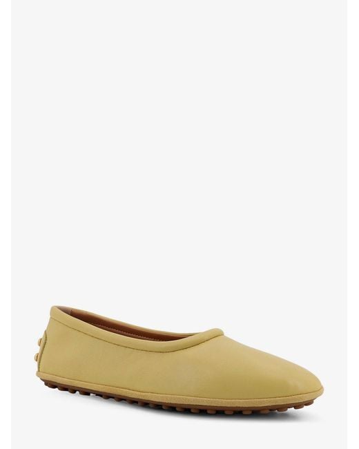 Tod's Natural Leather Ballerina With Gomminos Detail On The Back