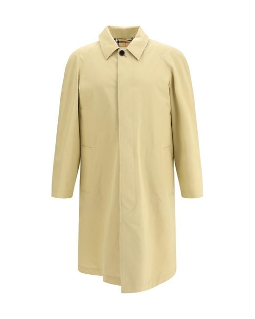 Burberry White Long Cotton Car Coat for men